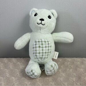 Laura Ashley Kate Bear Toy Plush Stuffed Animal Sage Green Gingham Plaid White